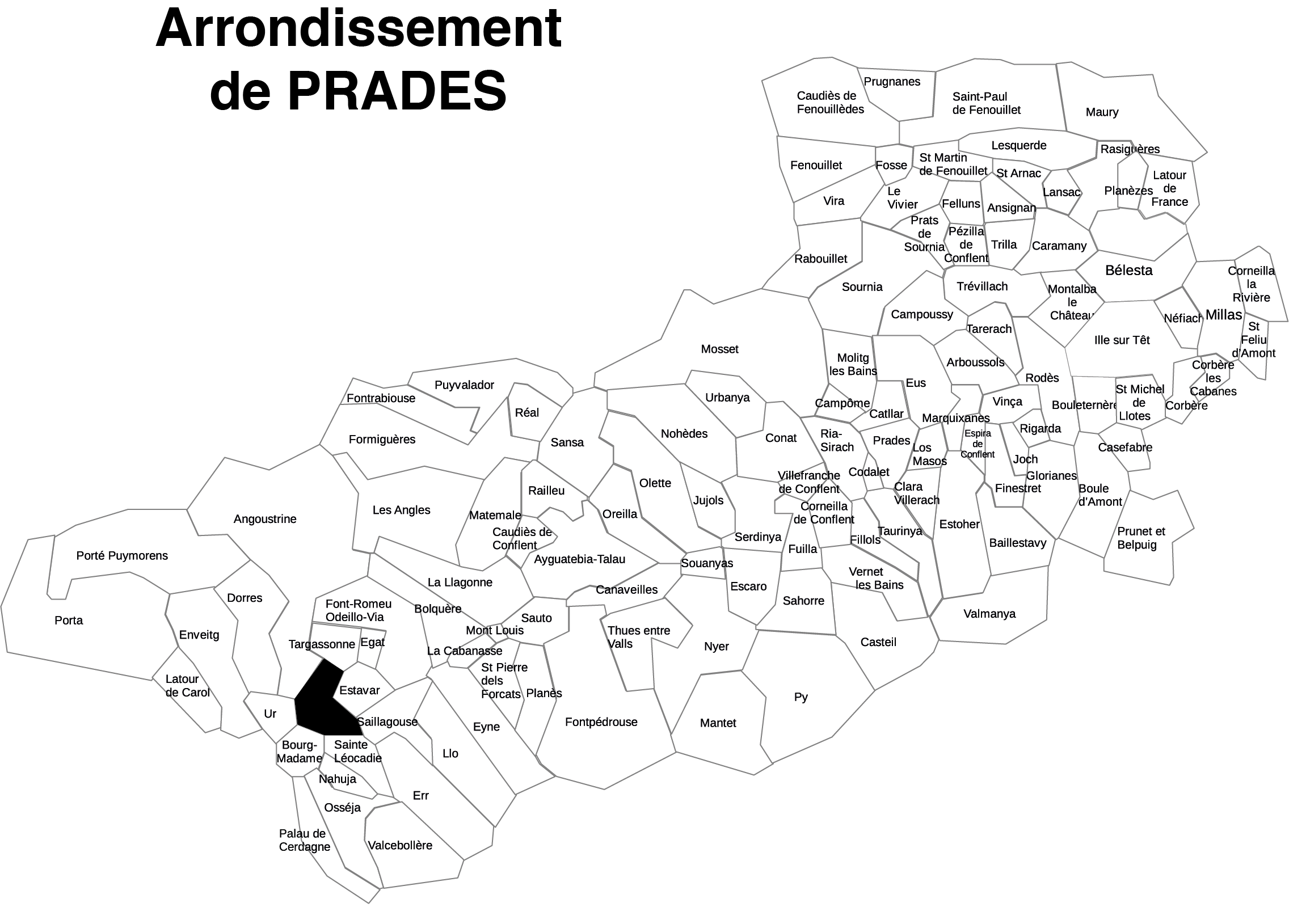 Carte des arrondissements - PRADES